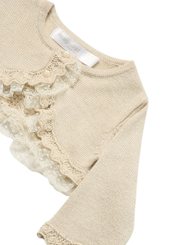 Beige Knitted Bolero with Wavy Edges 1377 Mayoral