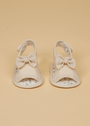 Sandale din Bumbac Bej cu Funda pentru Fetite 231226 Sinderella