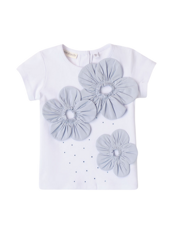 White T-shirt with Flowers for Girls 8312 Sarabanda
