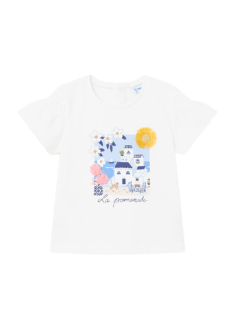 White T-shirt with Short Sleeve and Blue Print 1011 Mayoral