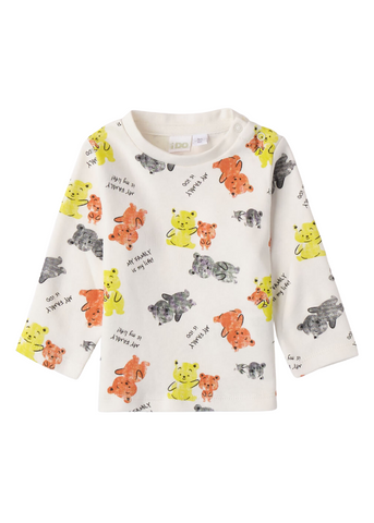 Sports blouse for Boys, Cream with Colorful Bears Print 7198 iDO