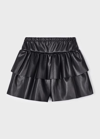 Black Imitation Leather Pants Skirt with Ruffles 4908 Mayoral