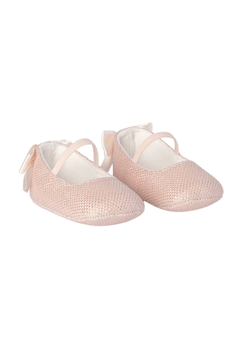 Pink Ballet Flats with Glitter, Barrette and Satin Bow 8948 iDO