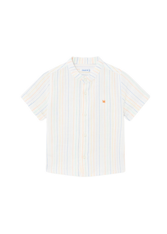 Shirt with Tunic Collar and Short Sleeve with Multicolored Stripes for Boys 1113 Mayoral