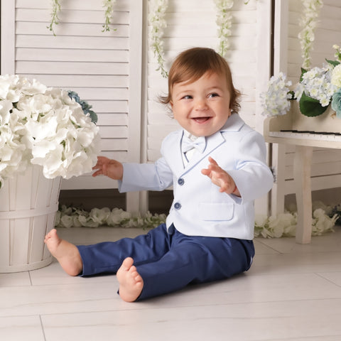 Boy's Christening Suit Nichifor Bleo Jacket White Vest AnneBebe