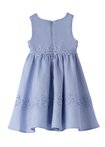 Blue Linen Dress with Lace Waist 8750 iDO