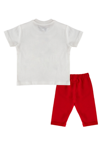 2 Piece Set, Cream T-Shirt and Red Long Pants 1892 V1 Us Polo Assn