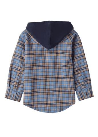 Blue shirt with beige check and hood 8235 iDO