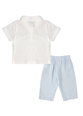 2 Piece Set, Cream Polo Shirt and Blue Long Pants 1856 V2 Us Polo Assn