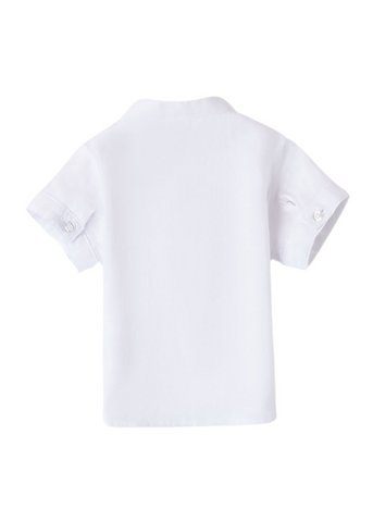 Біла сорочка з короткими рукавами та коміром із чімоно 8048 iDO