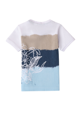 White T-shirt with Wide Blue Stripes for Boys 8135 Sarabanda