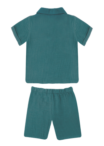 Set 2 Piese Muselina Verde, Camasa si Pantaloni Scurti 1155 Us Polo Assn