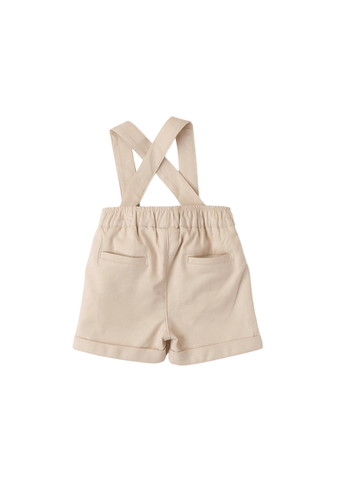 Beige Linen Bib Shorts with Viscose for Boys 8678 Miniband