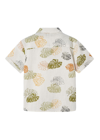 Cream Shirt with Green and Orange Leaves Print for Boys 3114 Mayoral
