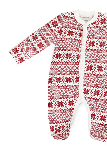 Ivory Long Cotton Jumpsuit with Red Print for Boys 2178A Mother Love