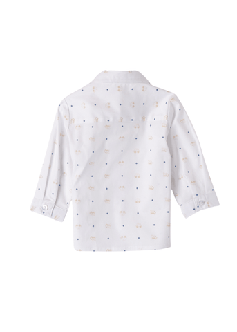 Long Sleeve Shirt, White with Blue 8084 iDO