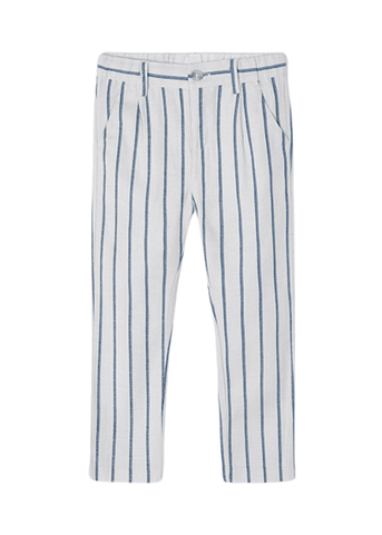 Beige Long Pants with Blue Striped Cotton Linen for Boys 3541 Mayoral