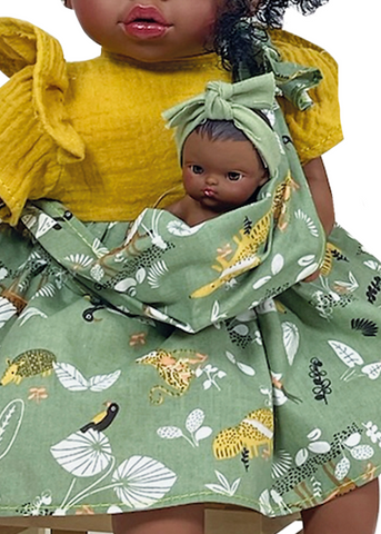 Afro doll Maria with Baby in Green Dress, 45 cm 2332 Nines