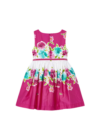 Fuchsia Dress with Flower Print and Waist Belt 3921 Mayoral