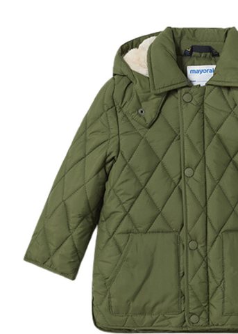 Green Jacket for Boys, Quilted with Detachable Hood 2440 Mayoral