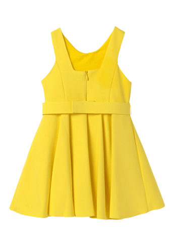 Yellow Crepe Dress with Straps and Flower at Waist 5062 Abl & Lula