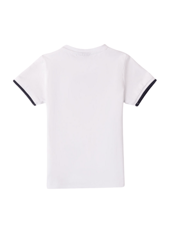 White T-shirt with Navy Blue and Chest Pocket 8106 Sarabanda
