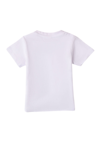 White Short-Sleeve T-Shirt with Lion and Giraffe Print 8613 iDO