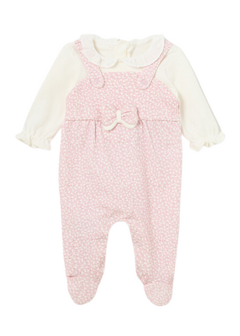 Long white jumpsuit with pink and bow for girls 2660 Mayoral