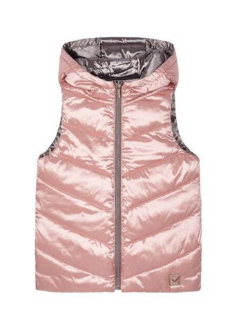 Glossy Fas Vest for Girls, Reversible Beige with Pink 4316 Mayoral