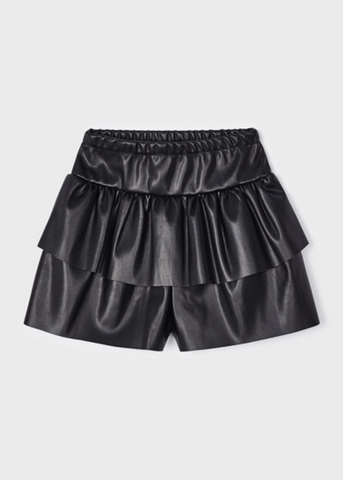 Black Imitation Leather Pants Skirt with Ruffles 4908 Mayoral