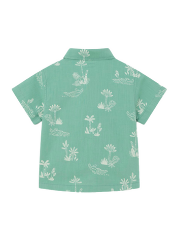 Green Shirt with Short Sleeves and Palm Print for Boys 1112 Mayoral