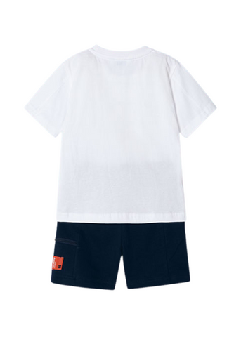Set of 2 Pieces, White T-shirt and Navy Blue Sports Shorts 3601 Mayoral