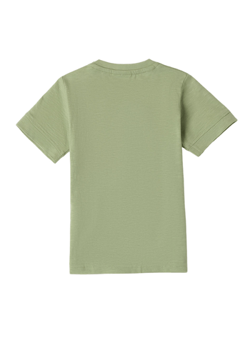 Olive Green T-shirt with Short Sleeve and Chest Pocket 8673 iDO