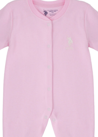 Pink Cotton Bootless Jumpsuit for Girls USB1234 Us Polo Assn