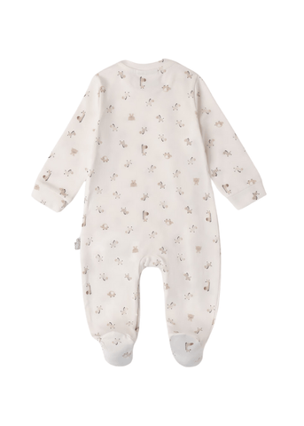 Cream Long Jumpsuit with Bears and Horses Print 8183 iDO
