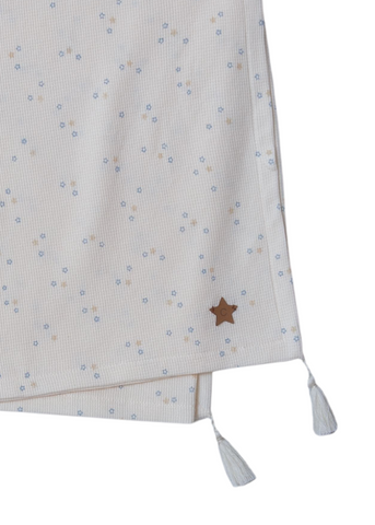 Beige Plaid with Blue Stars Print 9536 Mell Sweet Baby