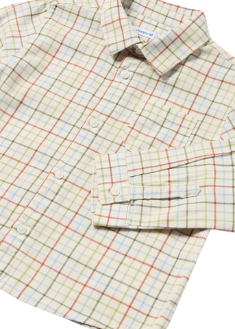 Cream Shirt with Green Checks 2191 col 67 Mayoral