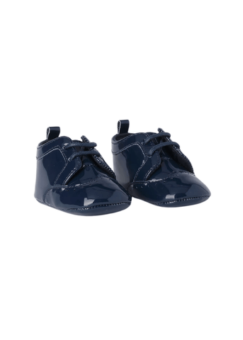 Shiny Navy Blue Lace Up Shoes for Boys 8308 Mini Band