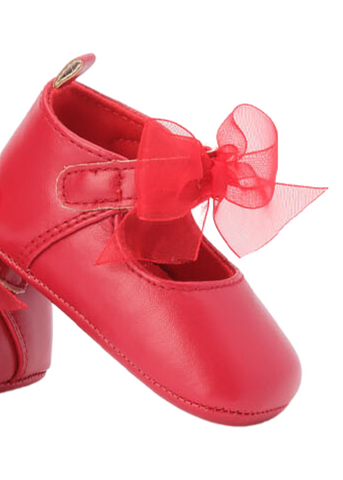 Elegant Ballerinas for Girls, Red with Organza Bow 7043 iDO