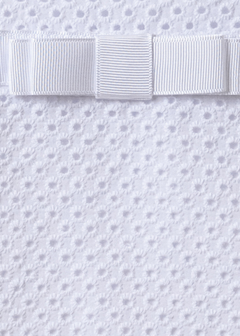 White Cotton Blanket Embroidery Holes And Ribbed Band 80x85cm AnneBebe