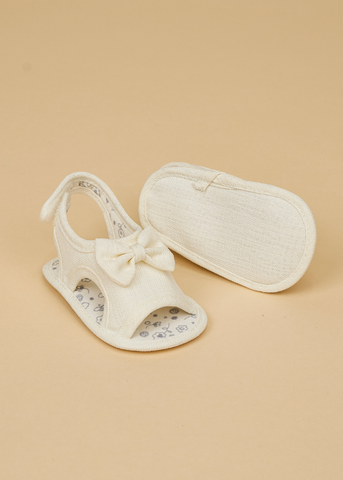 Cream Cotton Bow Sandals for Girls 231226 Sinderella