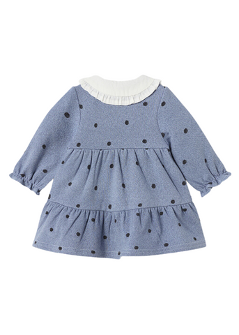 Blue Denim Dress with Polka Dots and White Collar 2879 Mayoral