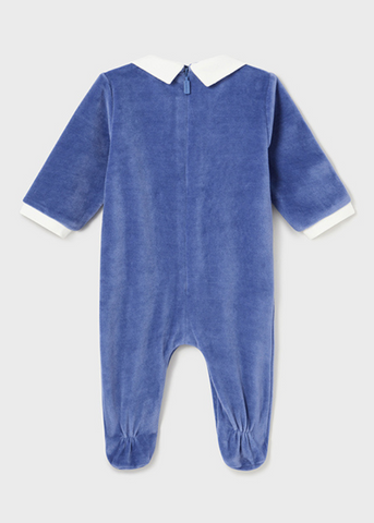 Blue Velor Long Jumpsuit with Collar and Bear for Boys 2751 Mayoral