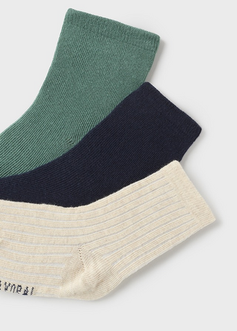 Set of 3 Pairs of Socks - Navy Blue, Beige and Green for Boys 10522 Mayoral