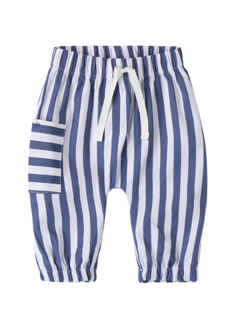 Pantaloni Lungi cu Dungi Albe si Albastre 8671 Minibanda