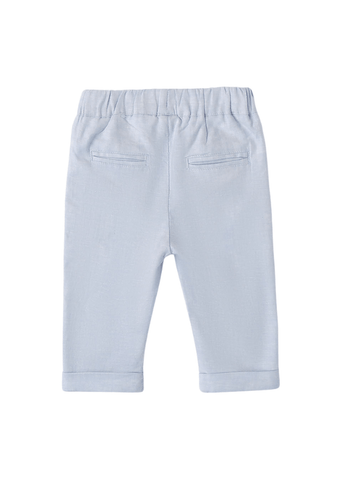 Long Blue Linen Pants with Viscose 8666 Miniband