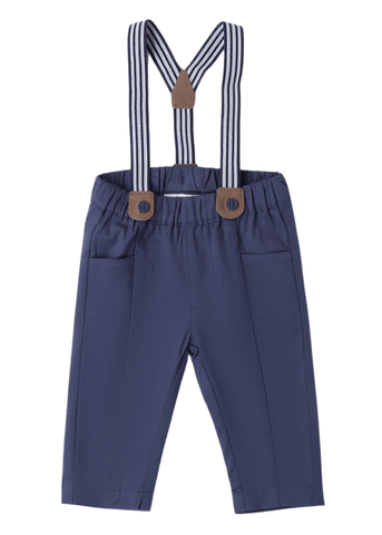 Long Blue Pants with Suspenders for Boys 8672 Miniband