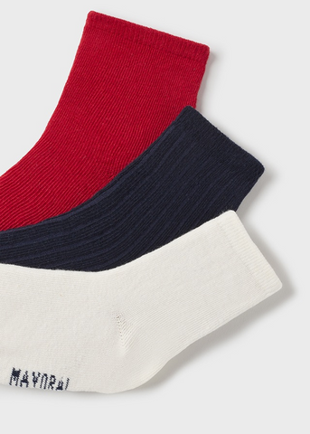 Set of 3 Pairs of Socks - Red, Navy and White for Boys 10522 Mayoral