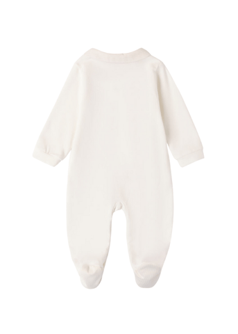 Cream Long Jumpsuit with Bear and Beige Collar for Boys 8654 Minibanda