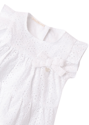 White Cotton Dress with Sparta Embroidery 8742 Miniband